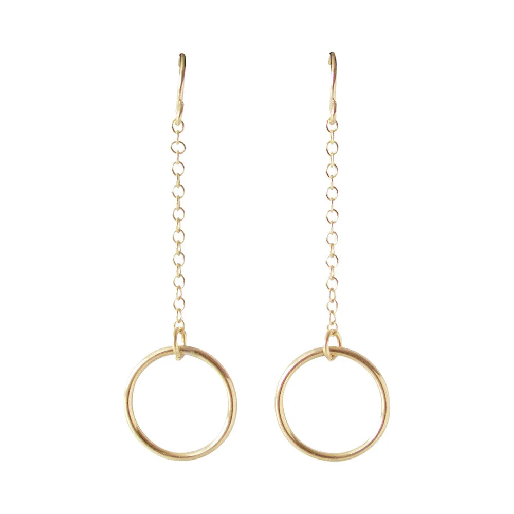 Gold Dangle Circle Earrings