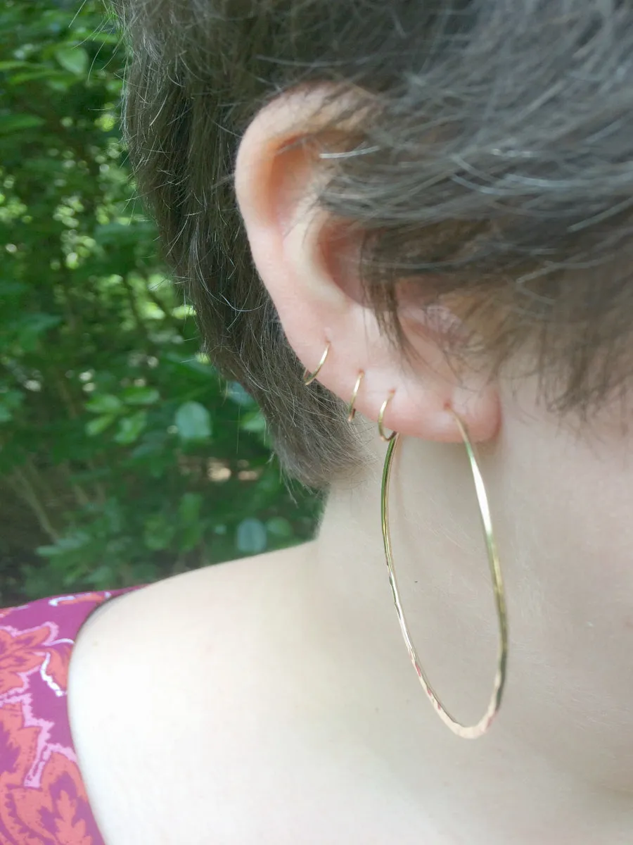 Gold Filled Hammered Hoops