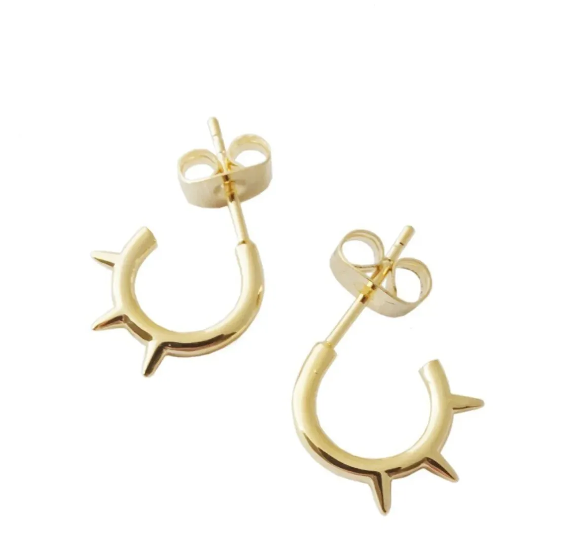 Gold Spike Hoop Earrings