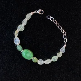 Green Emerald, Green Turquoise, and Prehnite gemstone Bracelet