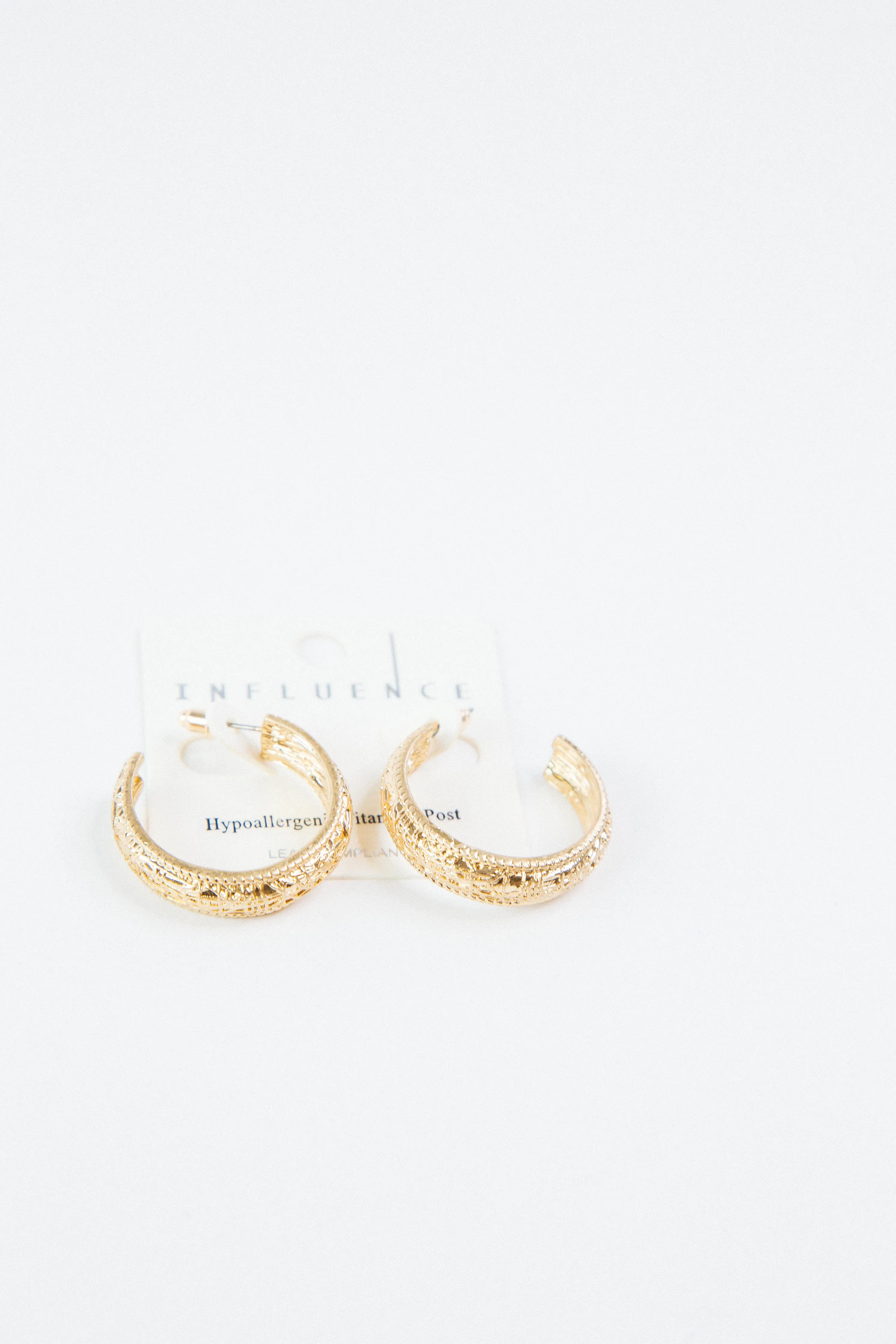 Haisley Textured Metal Hoops, Gold