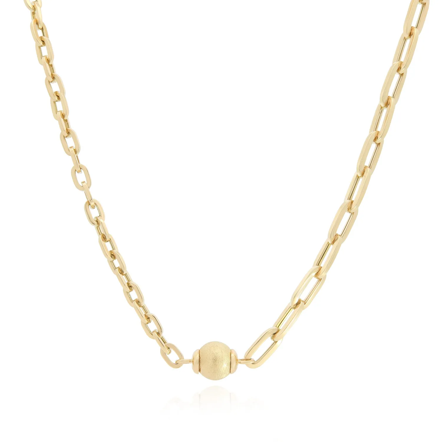 Half & Half Link Golden Ball Necklace