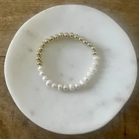 Half Gold Pearl Bracelet