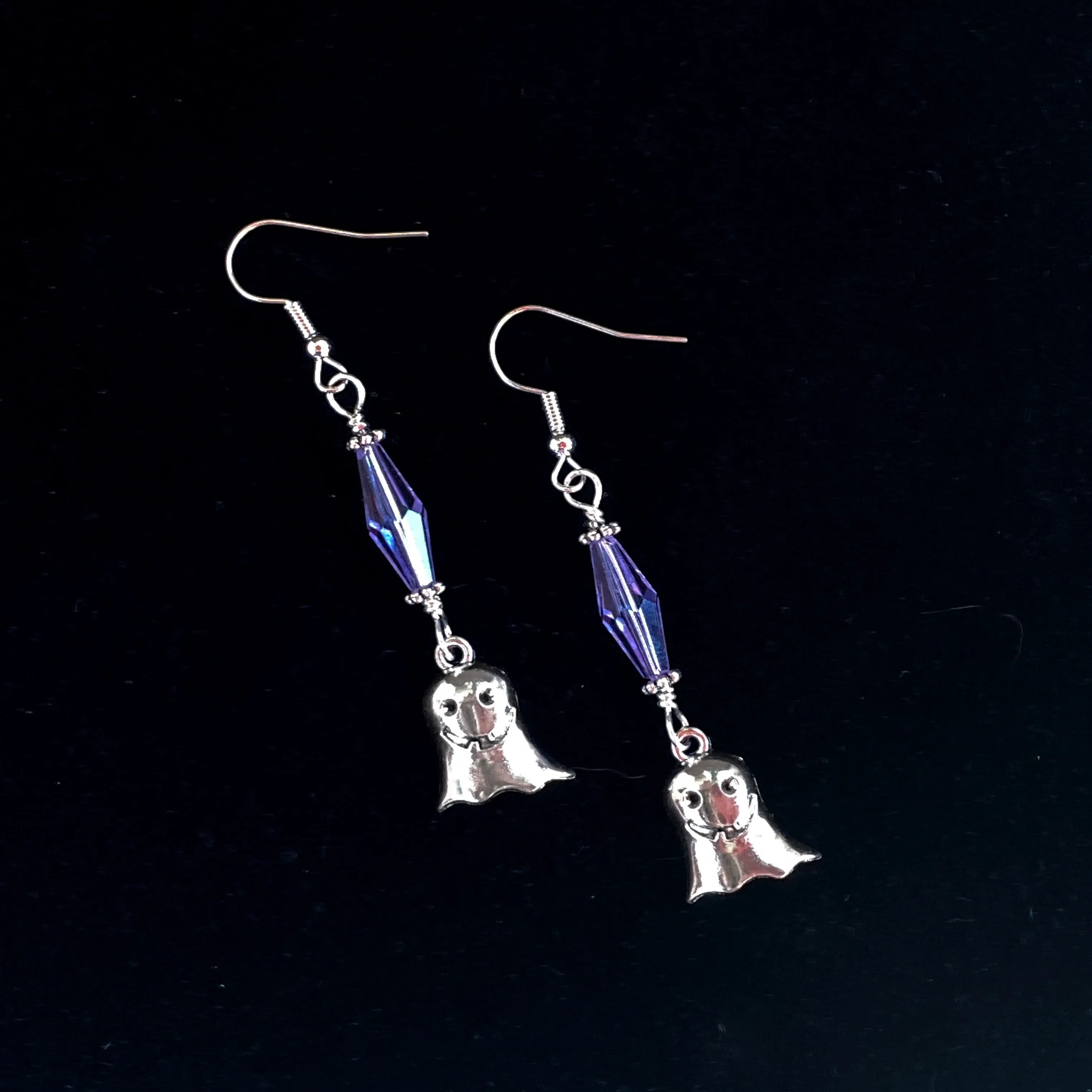 Halloween Ghost and Swarovski Crystal Dangle Earrings