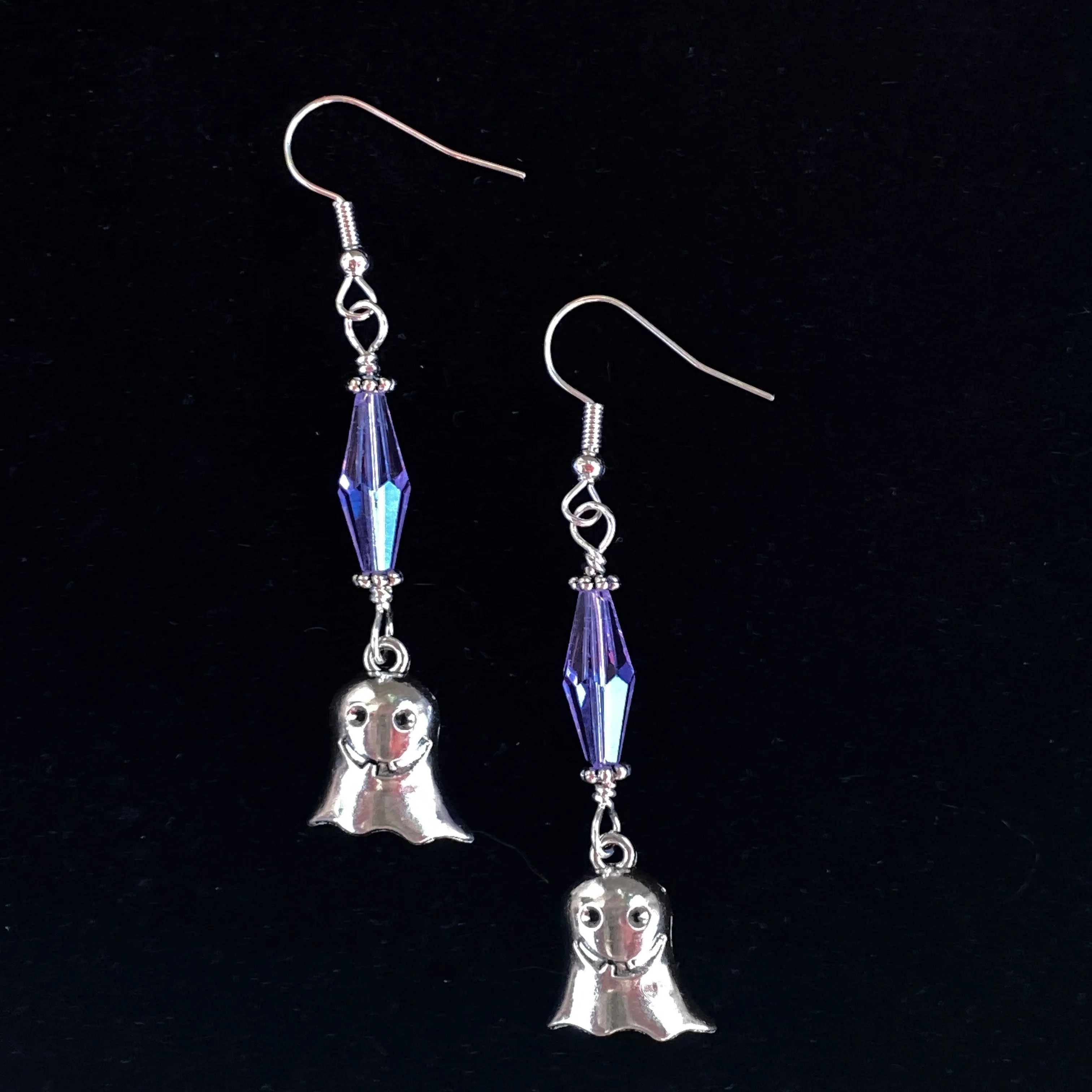 Halloween Ghost and Swarovski Crystal Dangle Earrings