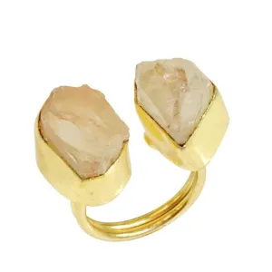 Handcrafted Raw Citrine November Birthstone Adjustable Ring