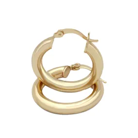 Hoop Earrings 14K Gold Plated 4 mm Hip Hop Hoops Ear Jewelry 25 - 80 mm Women