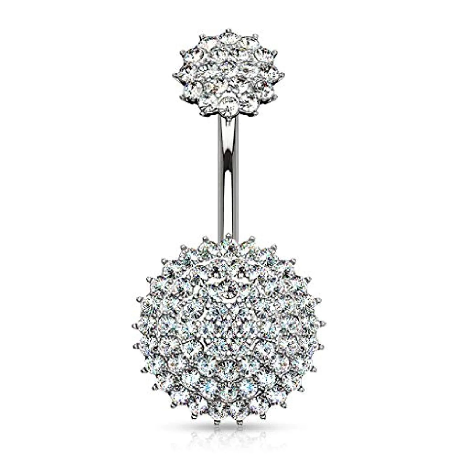 Internally Threaded Top CZ Paved Round Shields 316L Surgical Steel WildKlass Belly Button Rings