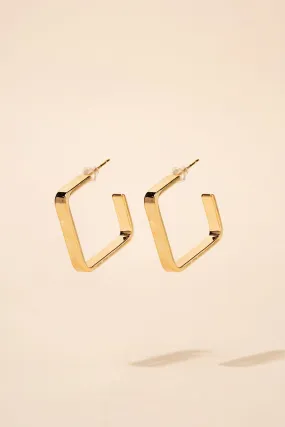 Kaida Square Open Hoop Huggie Earrings