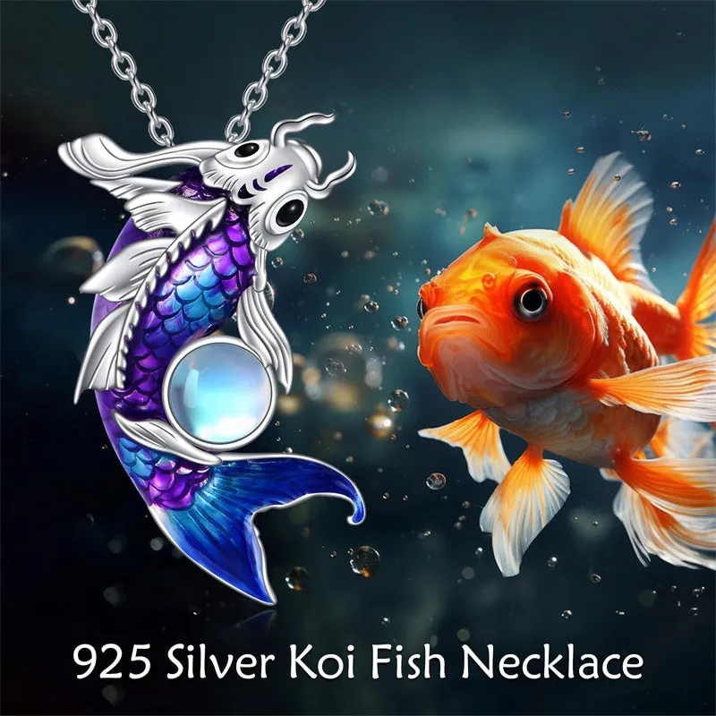 Koi Fish Necklace Sterling Silver Fish Pendant Jewelry Gifts for Women Girls