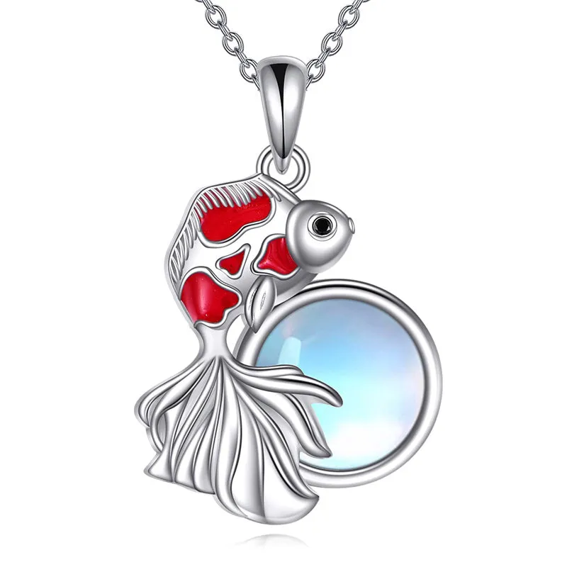 Koi Fish Necklace Sterling Silver Fish Pendant Jewelry Gifts for Women Girls