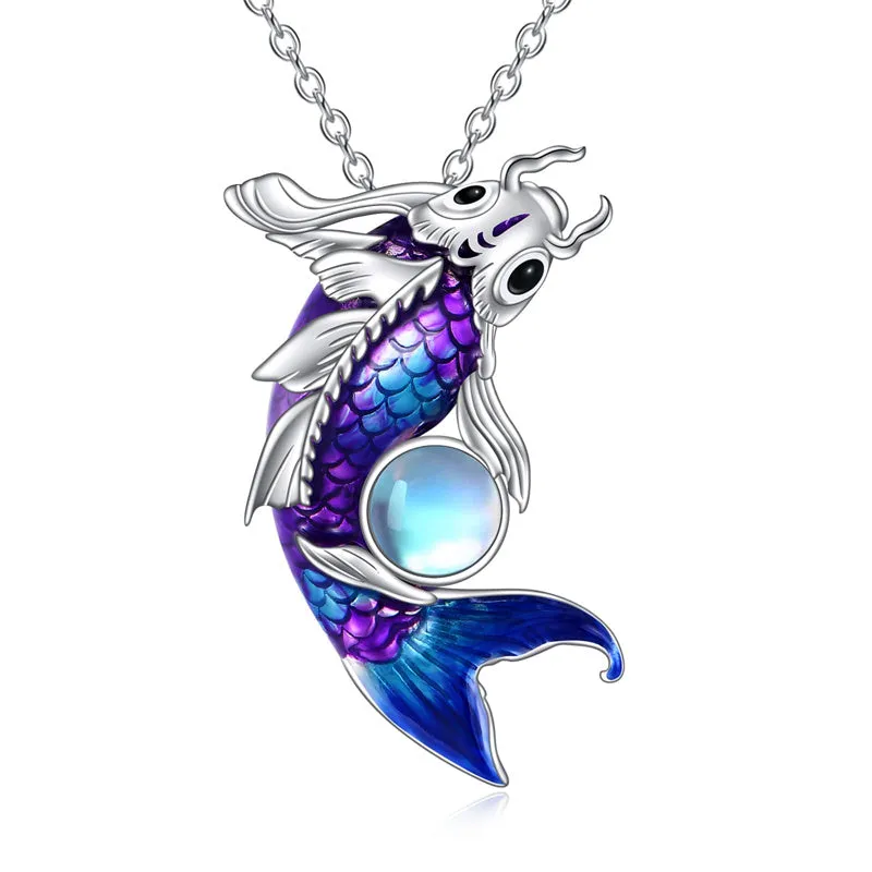 Koi Fish Necklace Sterling Silver Fish Pendant Jewelry Gifts for Women Girls