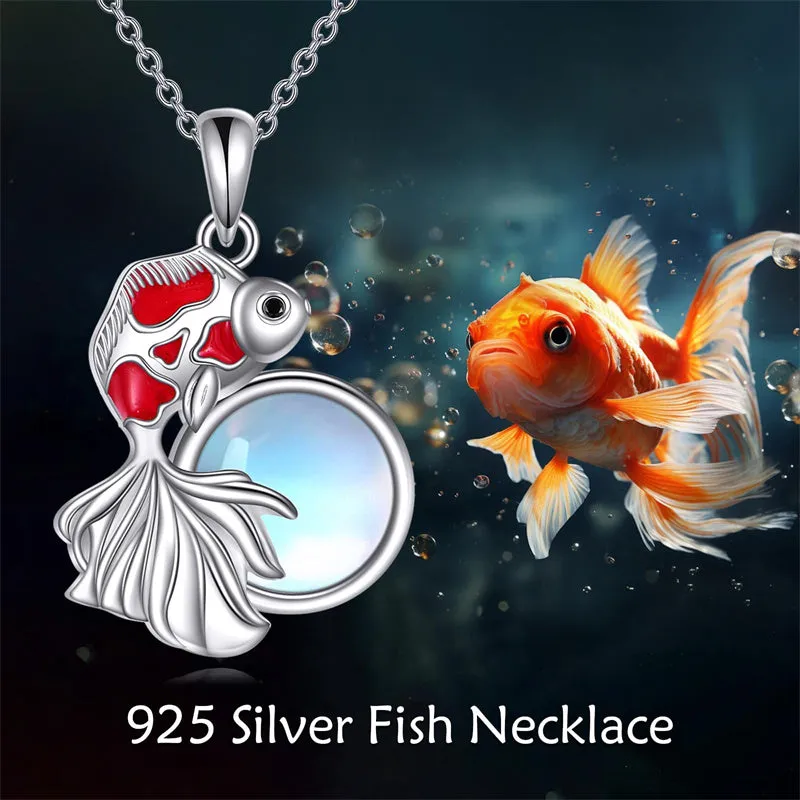 Koi Fish Necklace Sterling Silver Fish Pendant Jewelry Gifts for Women Girls