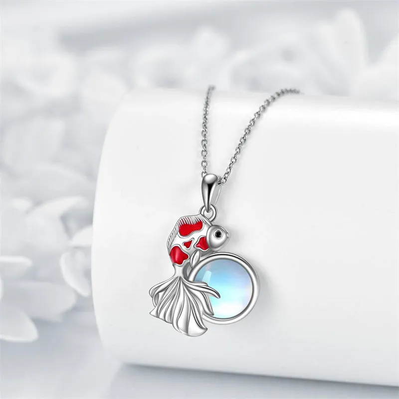 Koi Fish Necklace Sterling Silver Fish Pendant Jewelry Gifts for Women Girls