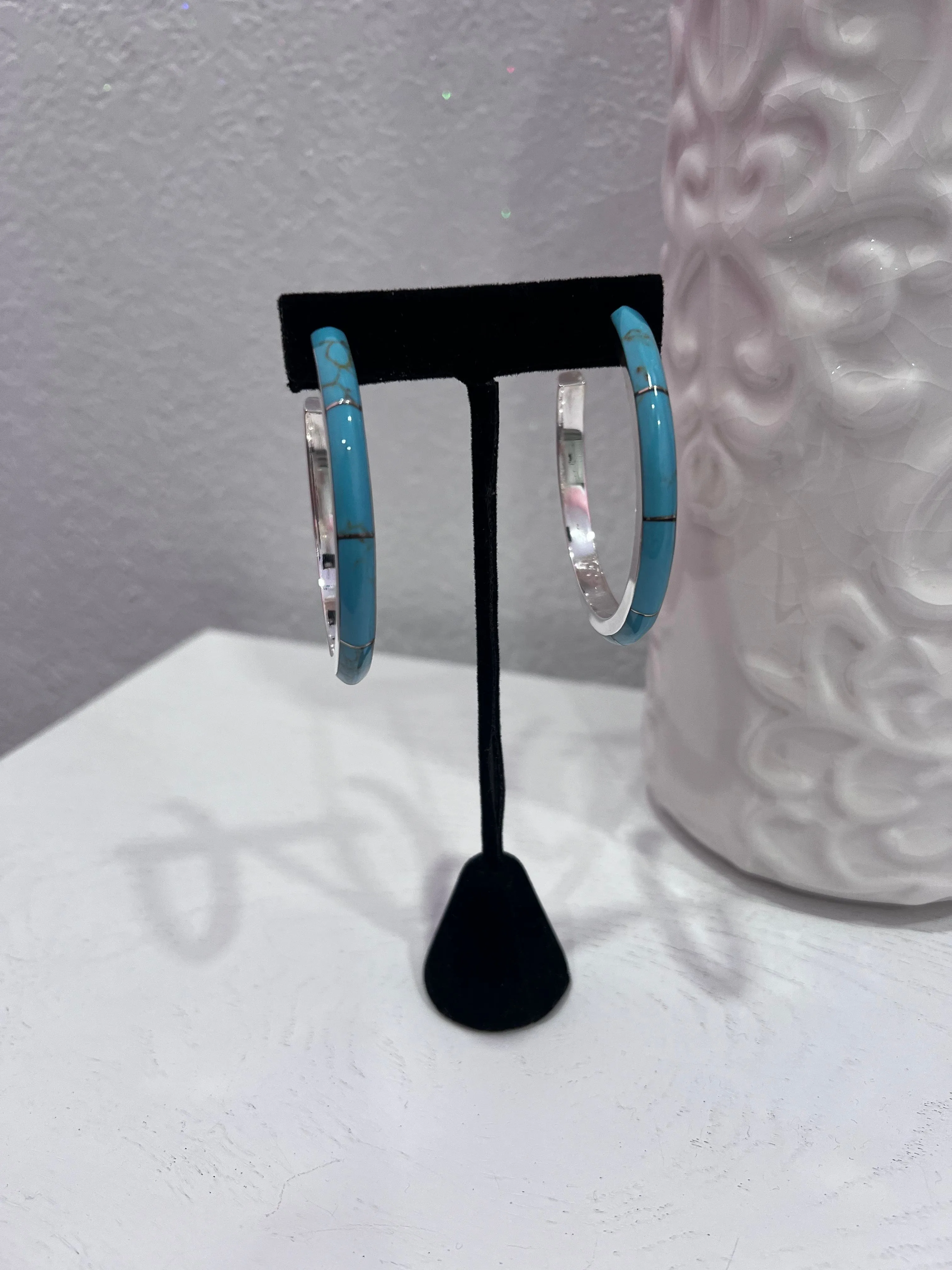 Large Kingman Turquoise Hoops