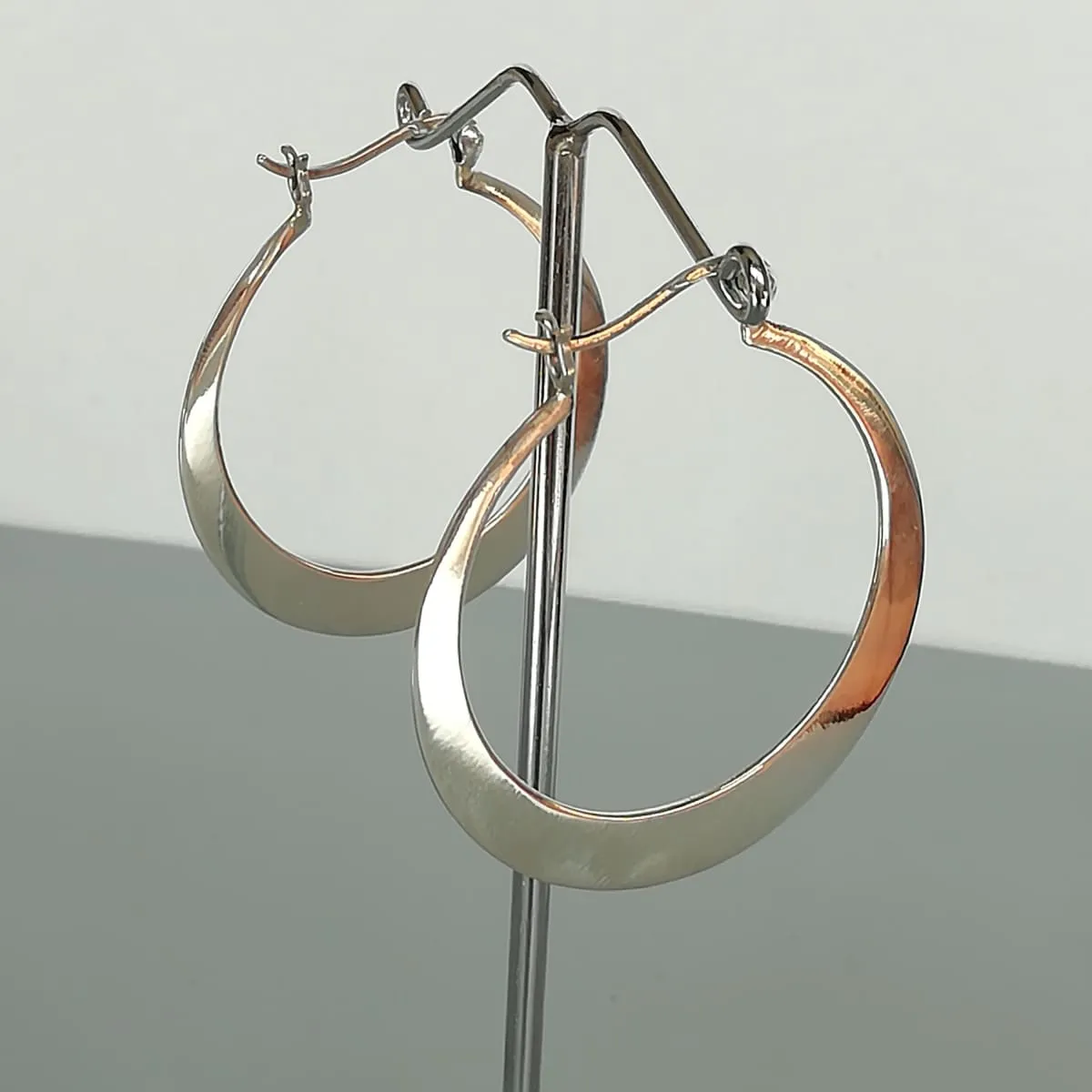 Large silver hoops | 40 mm silver hoop earrings | Flat hoops| Minimalist hoops | Silver ear hoops | E809