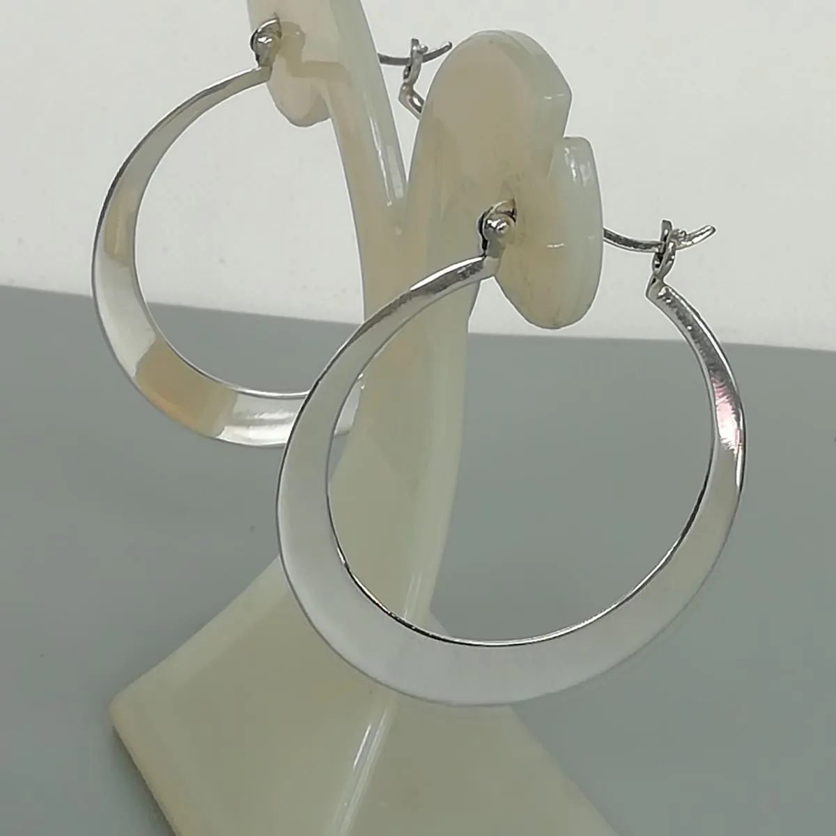 Large silver hoops | 40 mm silver hoop earrings | Flat hoops| Minimalist hoops | Silver ear hoops | E809