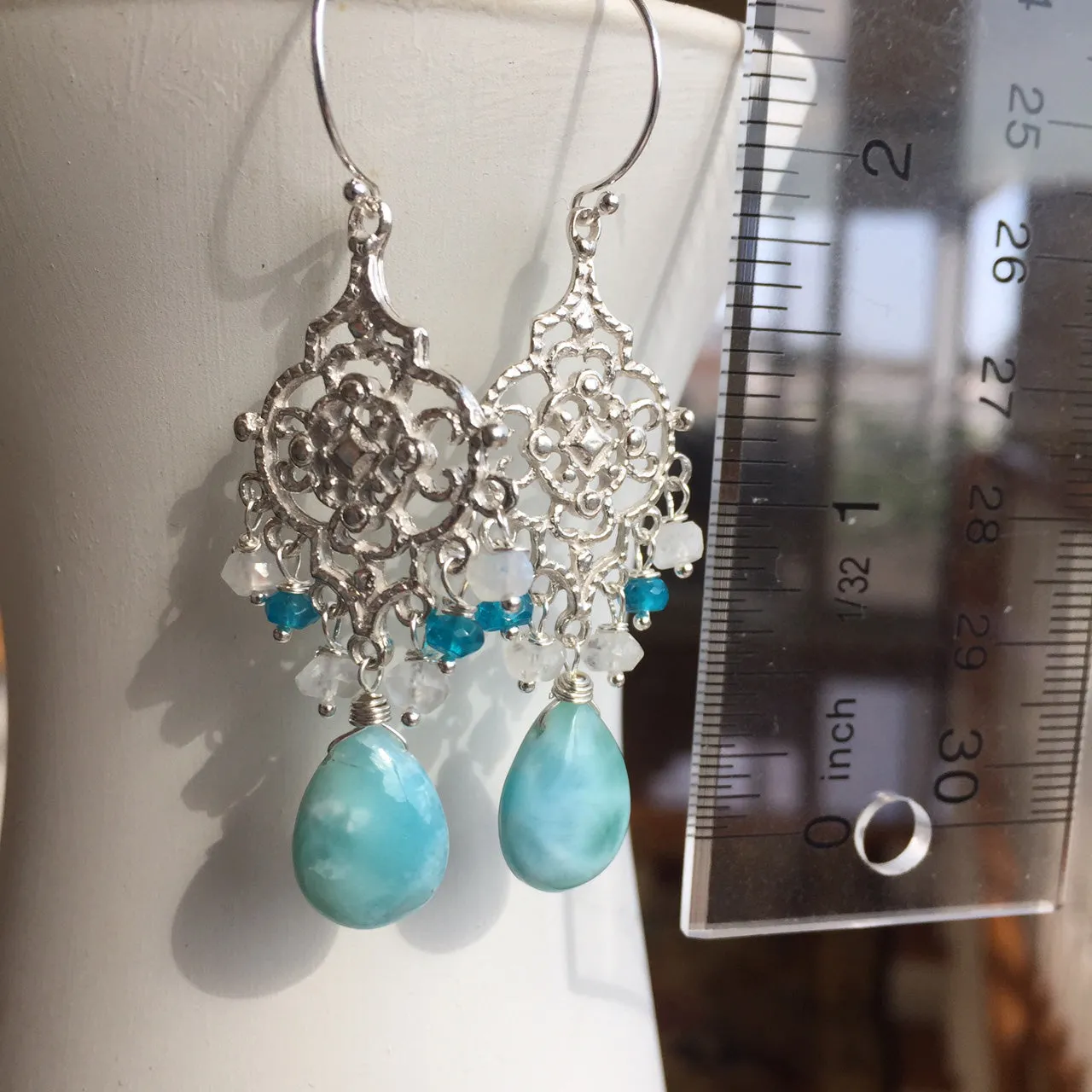 Larimar Filigree earrings