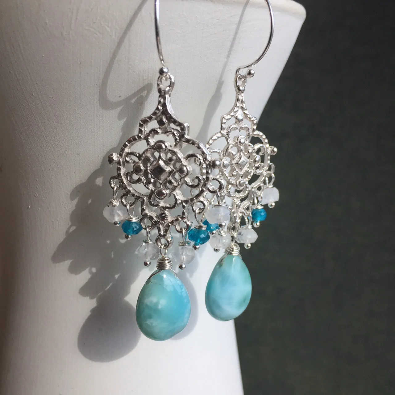 Larimar Filigree earrings