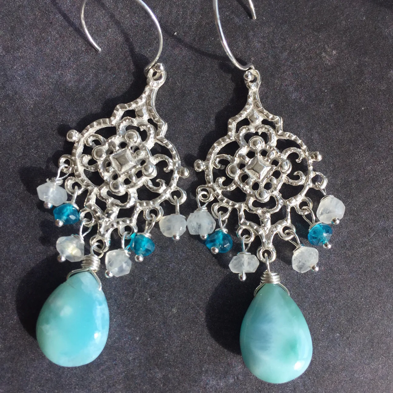 Larimar Filigree earrings