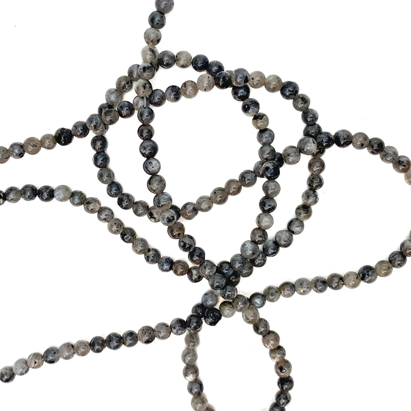 Larvikite 4mm Smooth Rounds Bead Strand