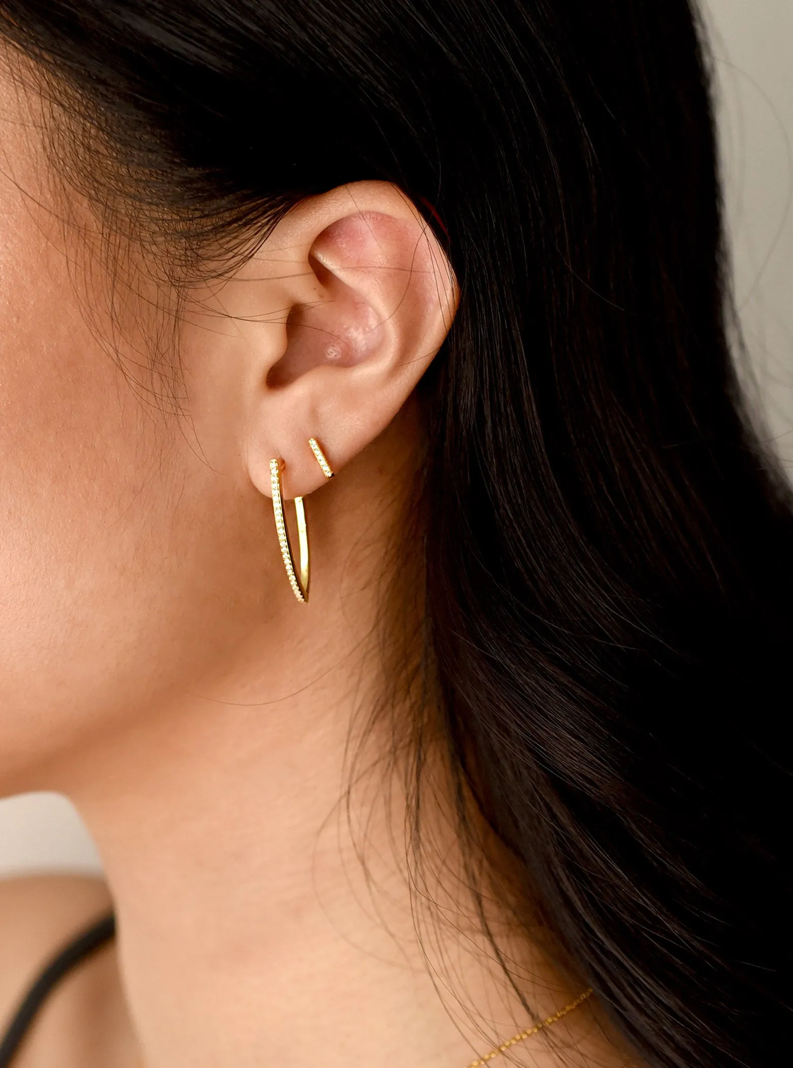 Long V-shaped Huggie Earrings