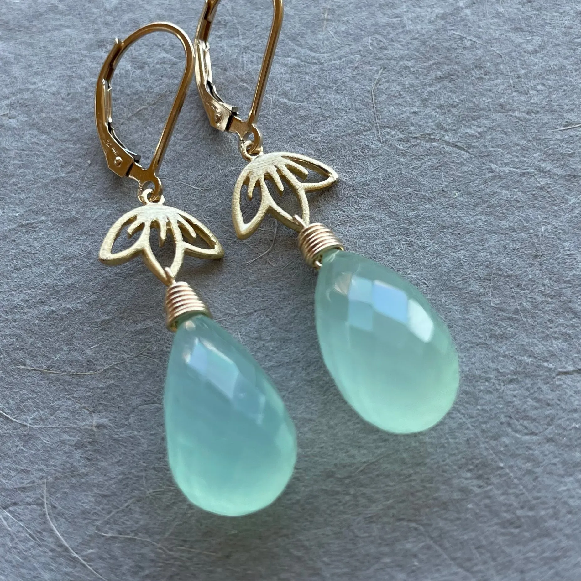 Lotus Flower Chalcedony Dangles