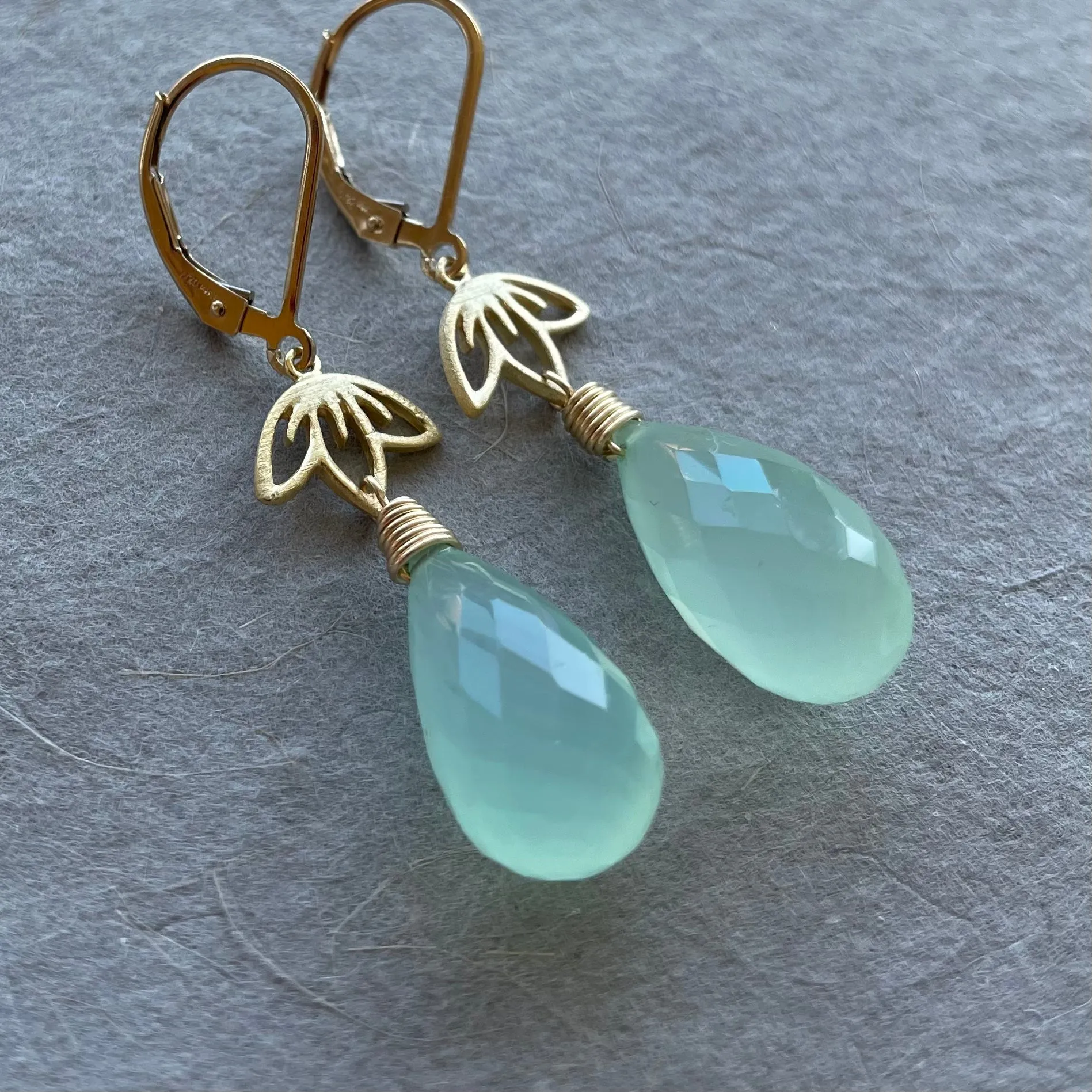 Lotus Flower Chalcedony Dangles