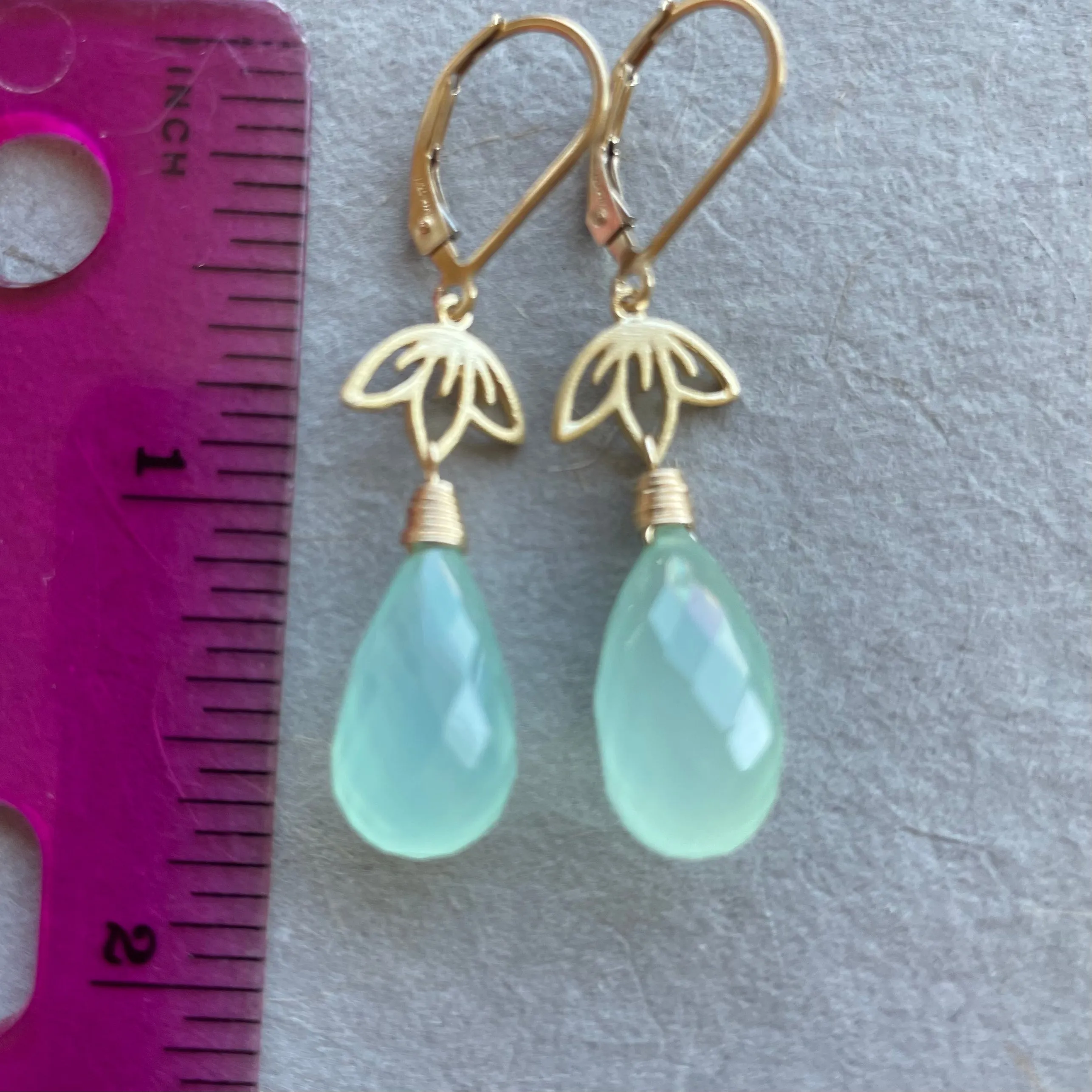 Lotus Flower Chalcedony Dangles