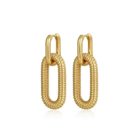 Luv Aj Le Signe Chain Link Loop Hoop Dangle Earrings in Gold Plated