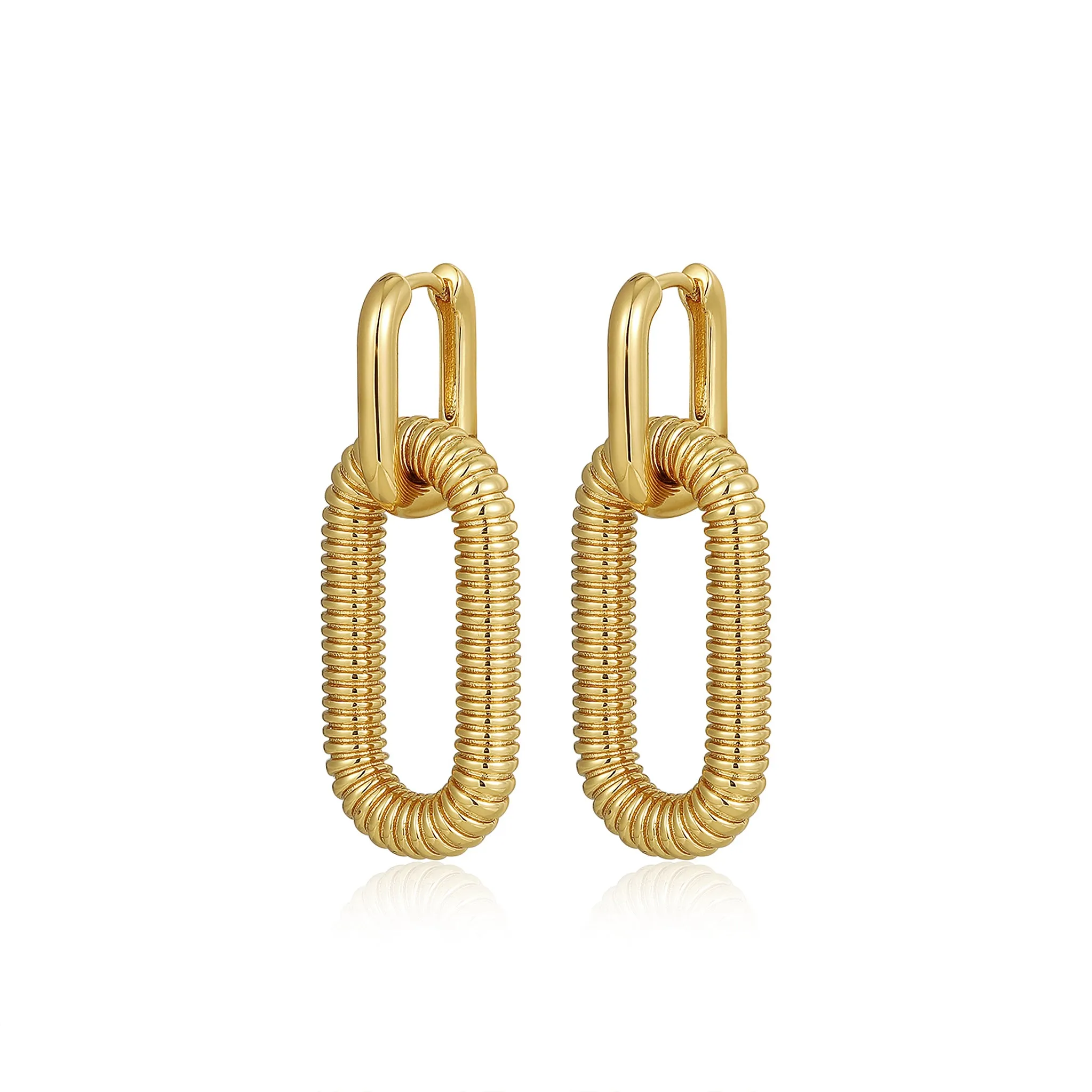 Luv Aj Le Signe Chain Link Loop Hoop Dangle Earrings in Gold Plated