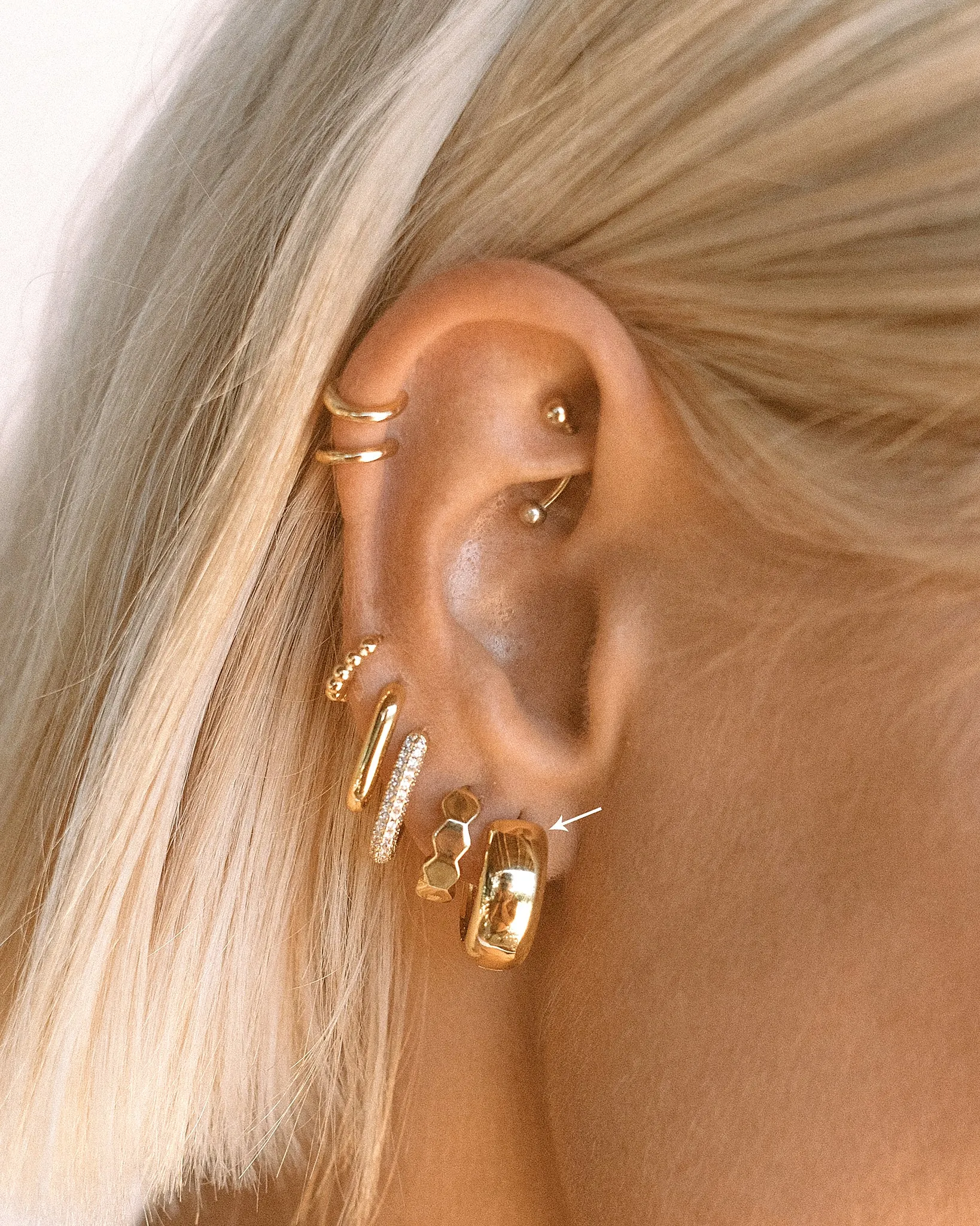 Luv Aj Monaco Wide Huggie Hoop Earrings in Polished Gold Plated