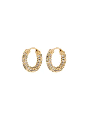 Luv Aj Pave Amalfi Huggie Hoop Earrings in CZ and Polished Gold Plated