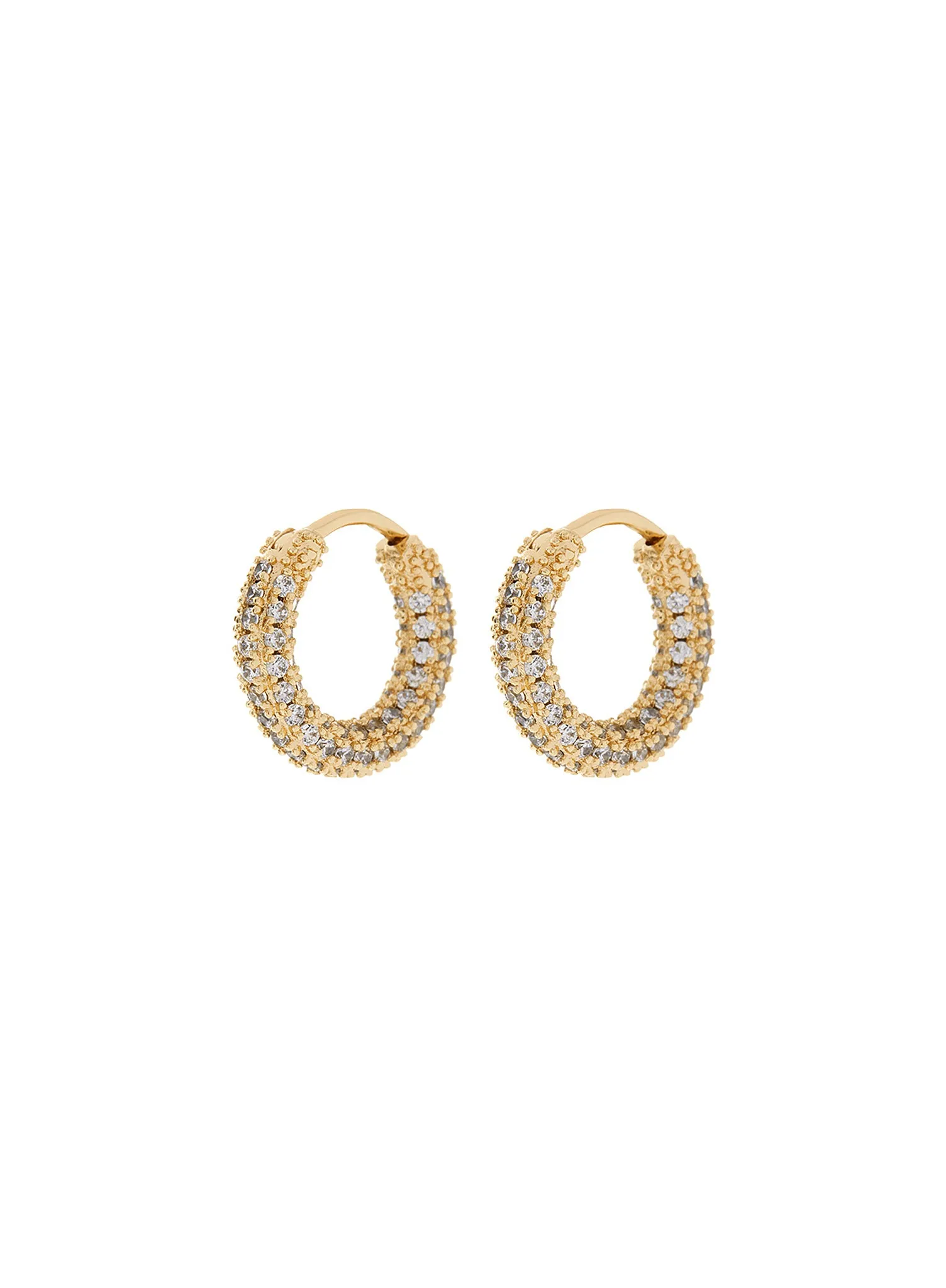 Luv Aj Pave Amalfi Huggie Hoop Earrings in CZ and Polished Gold Plated