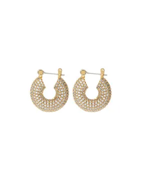 Luv Aj Pave Mini Donut Hoop Earrings in CZ and Polished 14k Antique Gold Plated