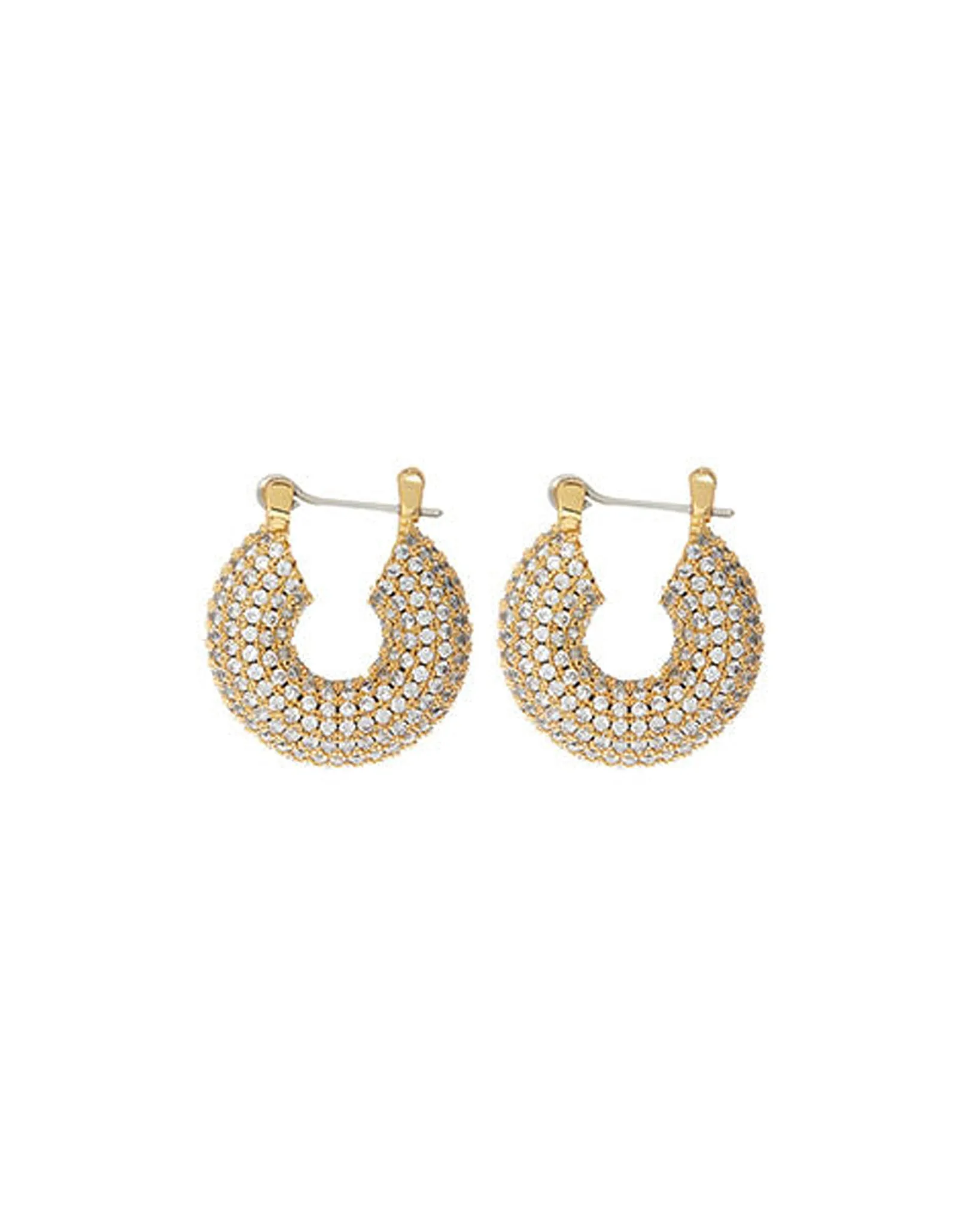 Luv Aj Pave Mini Donut Hoop Earrings in CZ and Polished 14k Antique Gold Plated