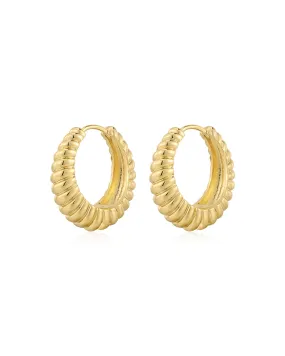 Luv Aj Ridged Marbella Teardrop Hoop Earrings in Polished 14k Gold Plated