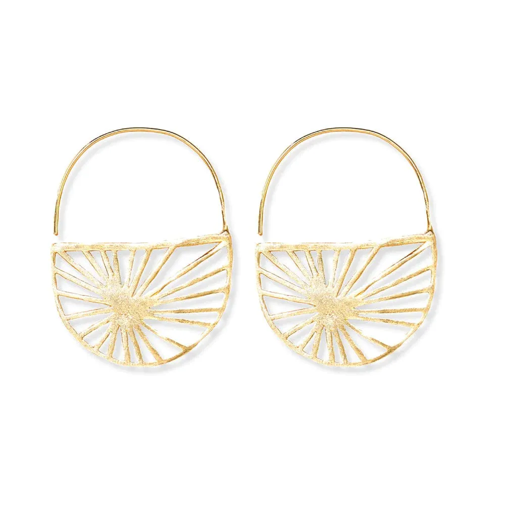 Maggie Sunburst Hoop Earrings, Brass | Ink   Alloy