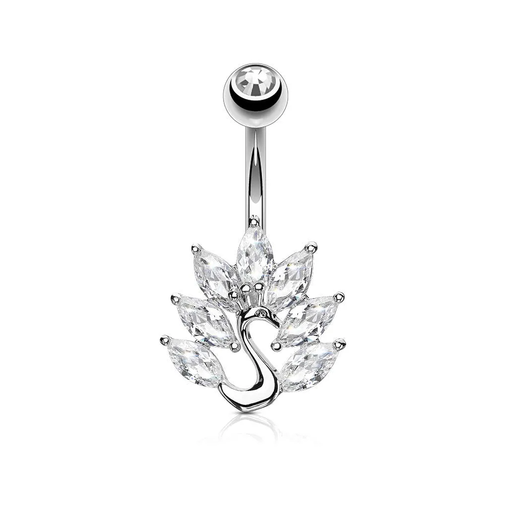 Marquise CZ Peacock 316L Surgical Steel WildKlass Belly Button Navel Rings