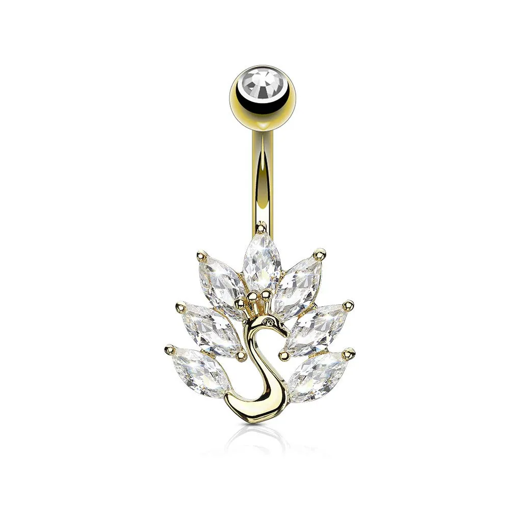 Marquise CZ Peacock 316L Surgical Steel WildKlass Belly Button Navel Rings