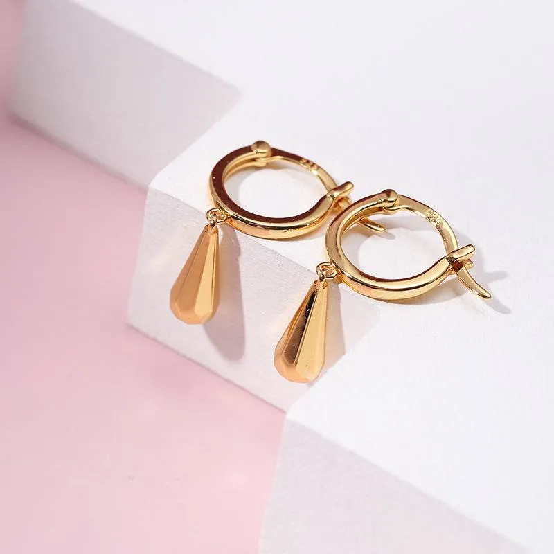 MIA Briolette Drop Huggie Hoop Earrings Gold Vermeil