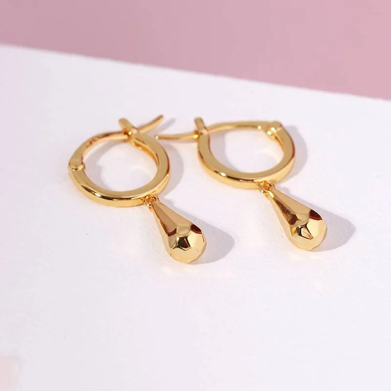 MIA Briolette Drop Huggie Hoop Earrings Gold Vermeil