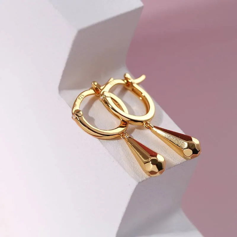 MIA Briolette Drop Huggie Hoop Earrings Gold Vermeil