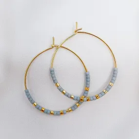 Miyuki Bead Hoop Earrings in Grey