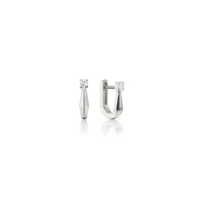 MONICA RICH KOSANN STERLING SILVER WHITE SAPPHIRE U-HOOP EARRINGS