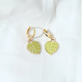 Monstera Leaf Huggie Hoop Earrings