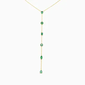 Multi-Shape Emerald Lariat Necklace