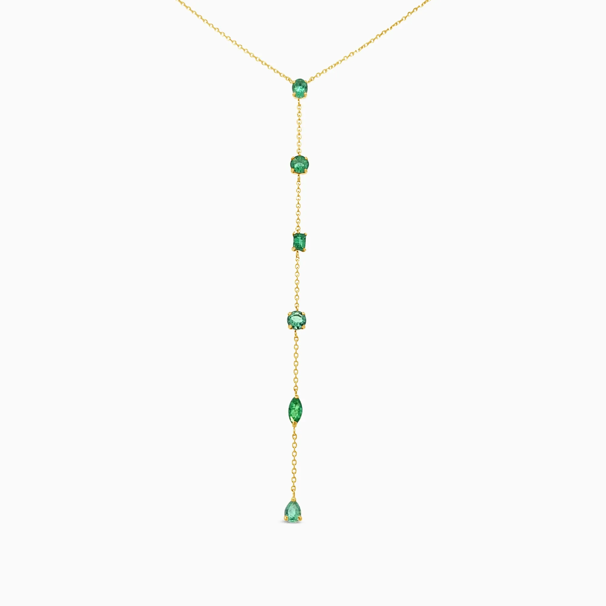 Multi-Shape Emerald Lariat Necklace