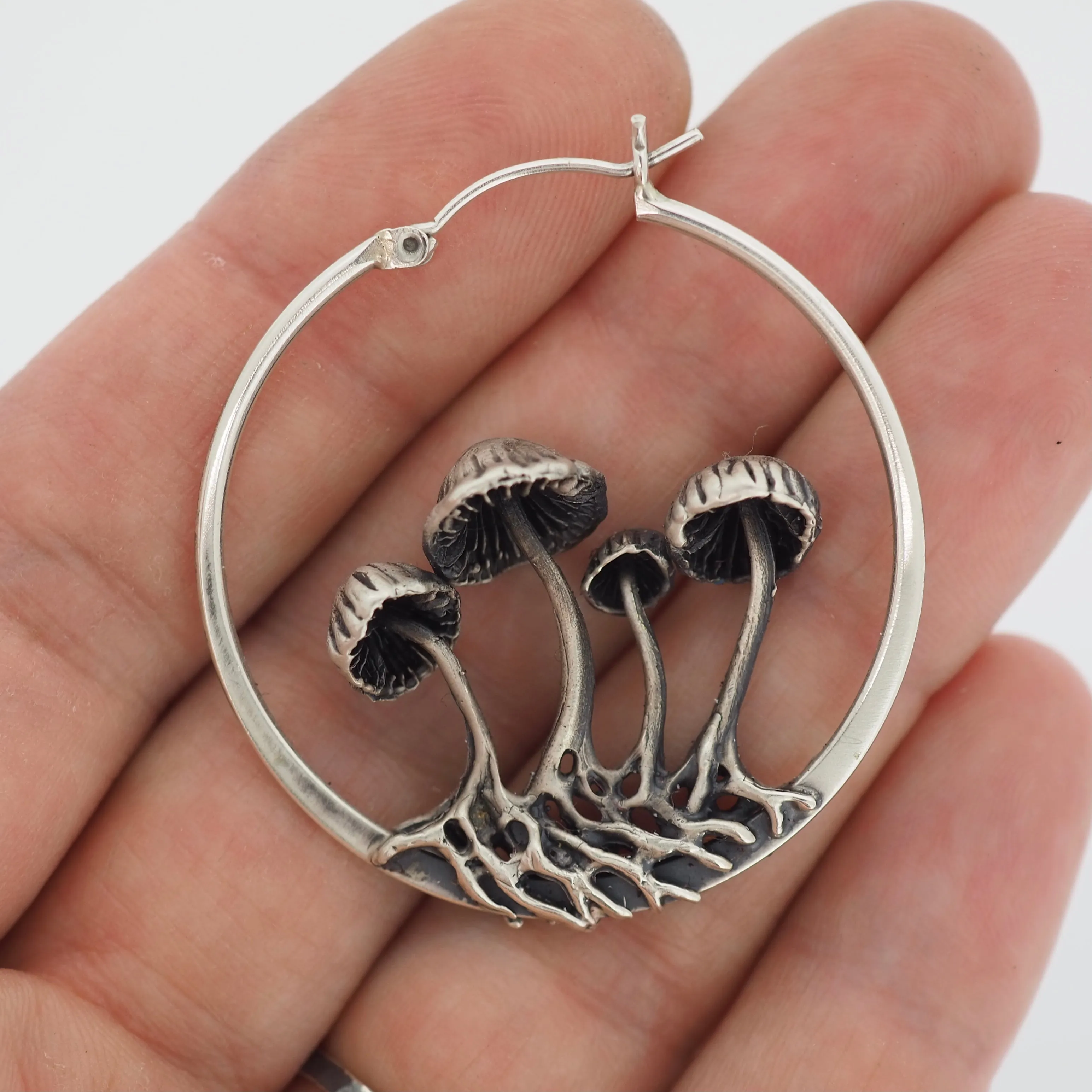 Mushroom hoop earrings