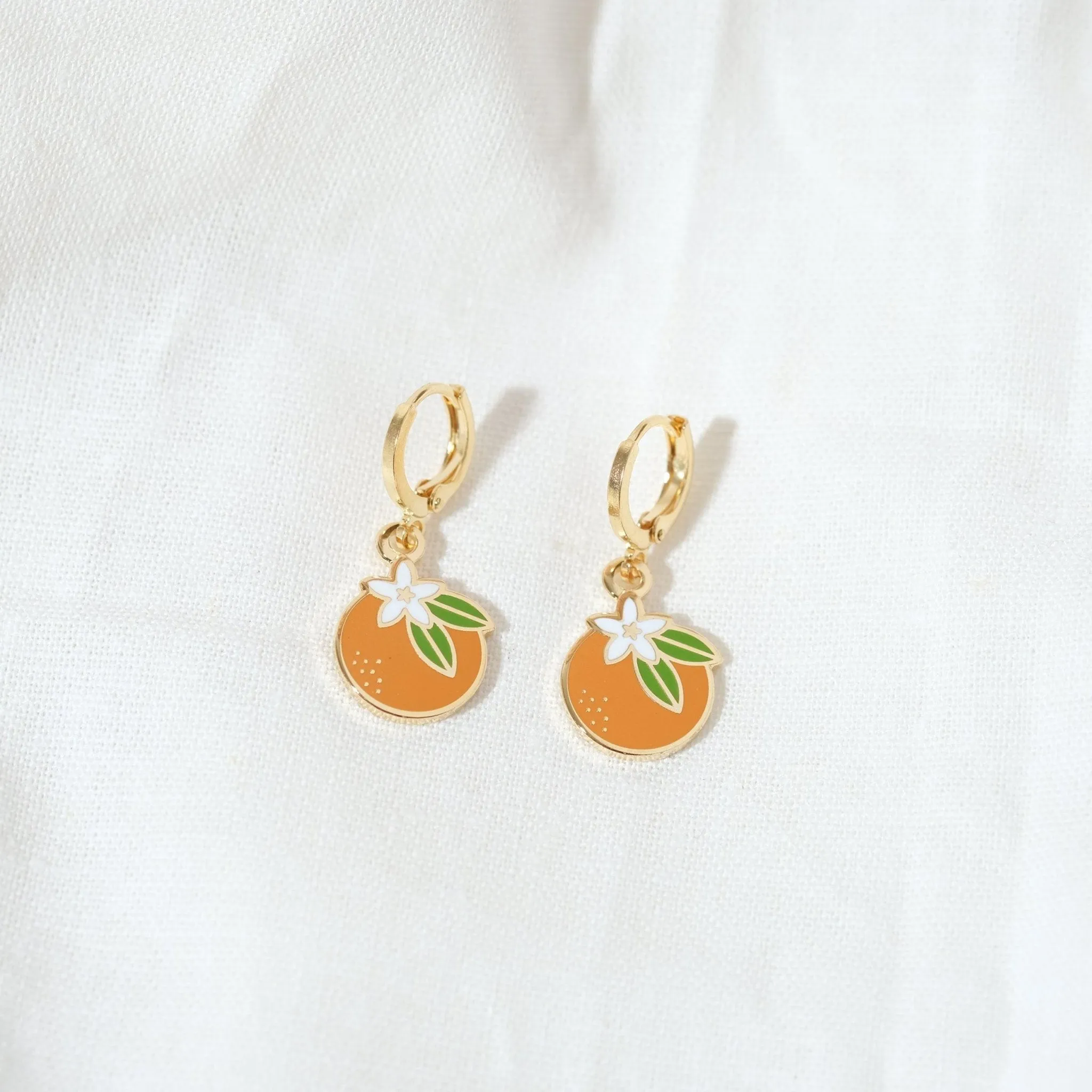 Orange Blossom Huggie Hoop Earrings